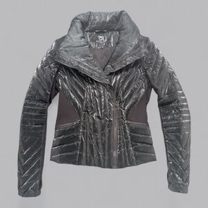 Blanc Noir Metallic Black Puffer Jacket